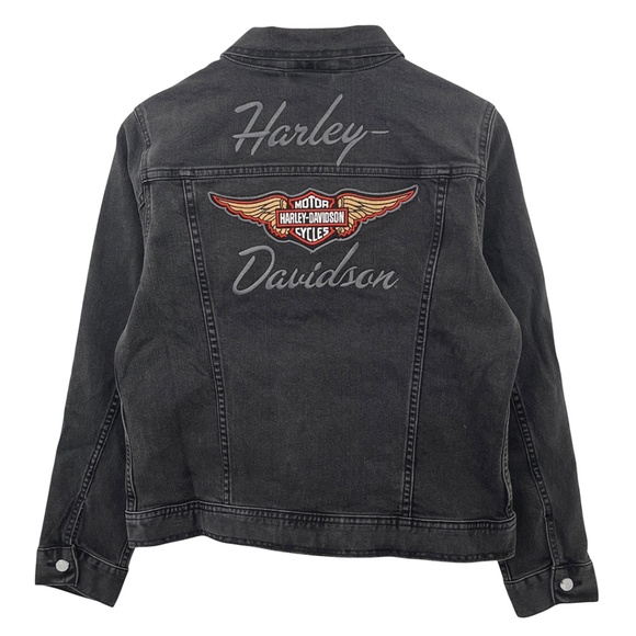 NWT Harley-Davidson® Women's Black Denim Jacket Medium - Picture 3 of 14